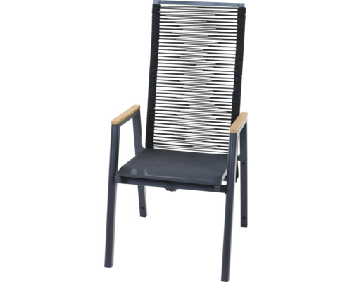 Gartensessel Siena Garden Bologna Move anthrazit, Gestell aus Aluminium, Sitzbezug aus Verbundwerkstoff, Rückenlehne verstellbar Gartensessel mit Armlehnen und Seilbespannung