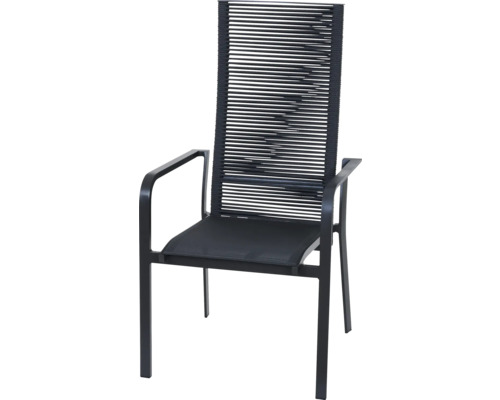 Gartensessel Siena Garden Carlton grau Gestell aus Aluminium, Sitzbezug aus Verbundwerkstoff, Rückenlehne verstellbar Gartensessel mit Armlehnen und hoher Rückenlehne