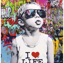 Dekoratives Wandbild mit Graffiti-Motiv und Kind mit Sonnenbrille