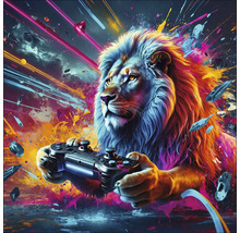 Löwe spielt Videospiele mit Gamepad