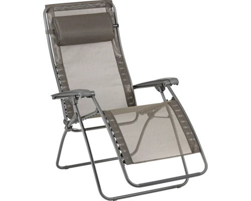 Relaxsessel Lafuma RSXA Batyline braun mit Liegefläche aus robustem Textilgewebe, pulverbeschichtetem Stahlgestell, Rückenlehne verstellbar, klappbar Verstellbarer Relaxsessel mit Kopfkissen für den Garten