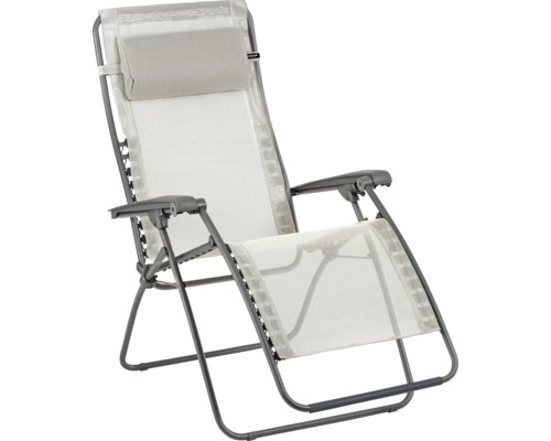 Relaxsessel Lafuma RSXA Batyline beige mit Liegefläche aus robustem Textilgewebe, pulverbeschichtetem Stahlgestell, Rückenlehne verstellbar, klappbar Gartensessel mit verstellbarer Rückenlehne und Kopfstütze