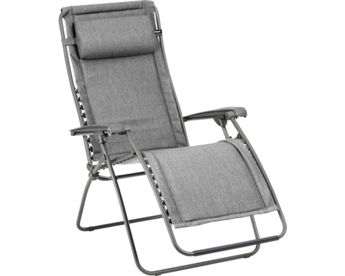 Relaxsessel Lafuma Light Comfort grau mit Liegefläche aus robustem Textilgewebe, pulverbeschichtetem Stahlgestell, klappbar Verstellbarer Relaxsessel mit Kopfstütze für den Außenbereich
