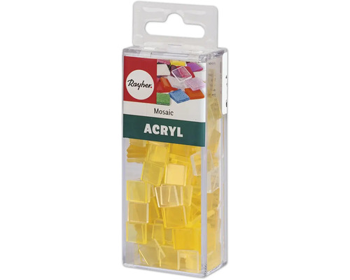 Rayher Logo. Packung Acryl Mosaiksteine in quadratischer Form.