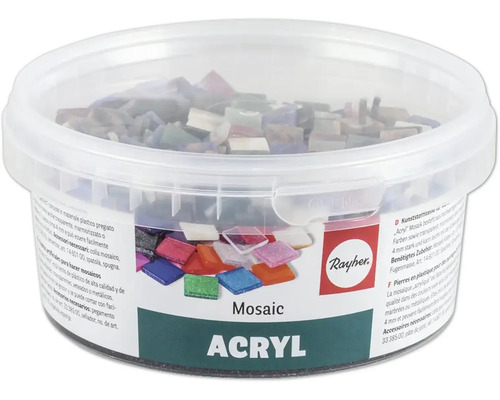 Rayher Acryl Mosaiksteine im transparenten Kunststoffeimer