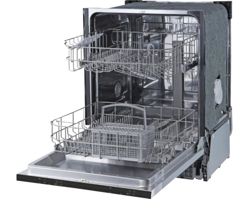 Offener Geschirrspüler mit Innenraum und Körben