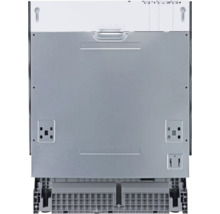 Rückansicht eines Geschirrspülers mit Details zu Anschlüssen und Installation.