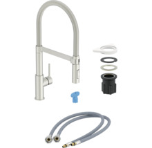 Küchenarmatur mit Brauseschlauch, Montagematerial und Anschlussschläuchen