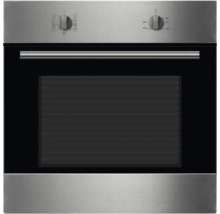 Edelstahl Einbaubackofen mit schwarzer Glasscheibe
