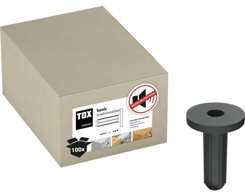 Schallschutzdübel Tox Sonic KB 12/40, 100 Stück Schachtel mit Schallschutzdübeln und einzelner Dübel