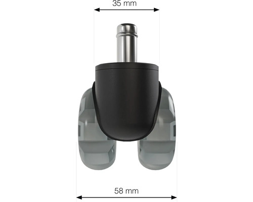 Stuhlrolle mit Stift, 58 mm breit und 35 mm Stiftdurchmesser