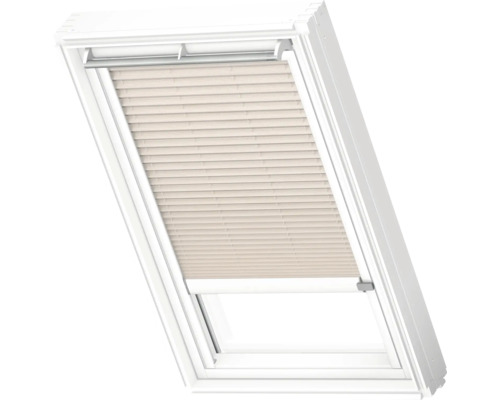 VELUX Dachfenster Plissee blickdicht leinen mit weißem Alu-Rahmen solarbetrieben FSL C02 1275KWL Dachfenster mit Plissee für den Sicht- und Sonnenschutz