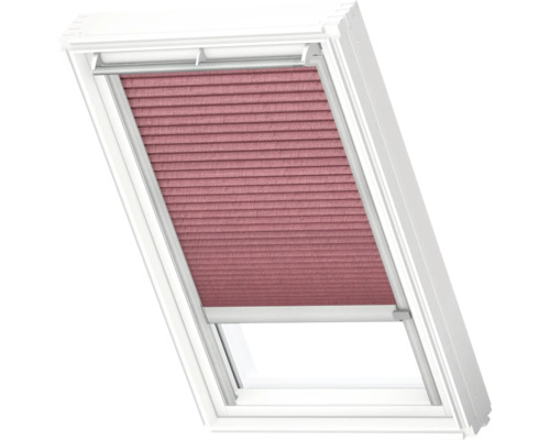 VELUX Dachfenster Plissee blickdicht weinrot mit grauem Alu-Rahmen solarbetrieben FSL C02 1279K Plissee-Rollo für Dachfenster