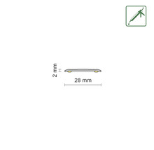 Profilleiste mit den Maßen 2 mm Höhe und 28 mm Breite