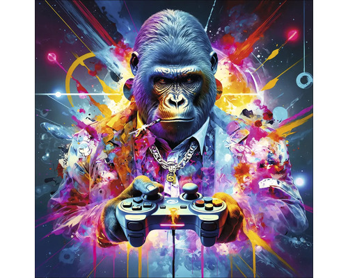 Gemälde eines Gorillas mit einem Controller