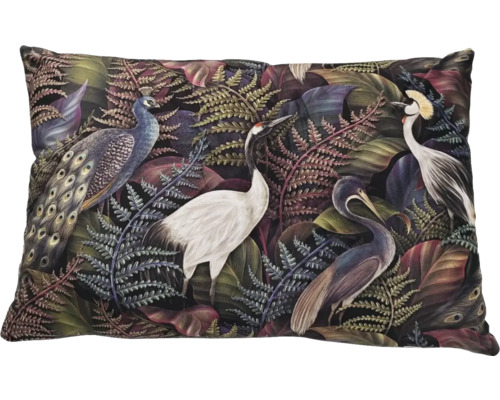 Kissen Pfau schwarz grün 40x60 cm Dekokissen mit Pfauen und Kranichen Motiv
