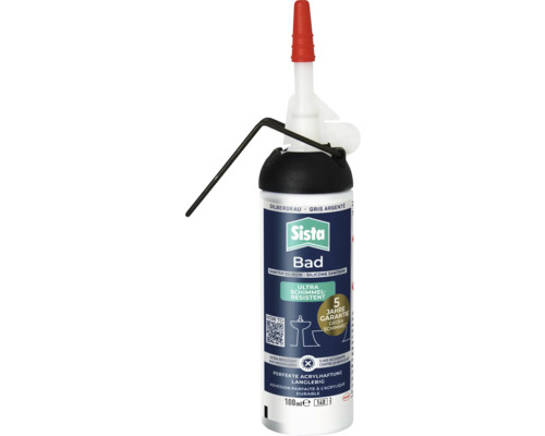 Sista Bad Sanitärsilikon Spender - ultra schimmelresistent - grau 100 ml Sista Bad Sanitär-Silikon, silberfarben, mit 5 Jahren Garantie gegen Schimmel