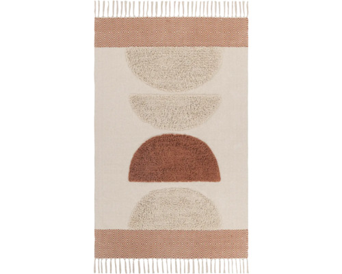 Fleckerlteppich Pardo terra 120x180 cm Teppich mit geometrischem Muster und Fransen
