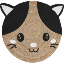 Runder Teppich mit Katzengesicht Motiv