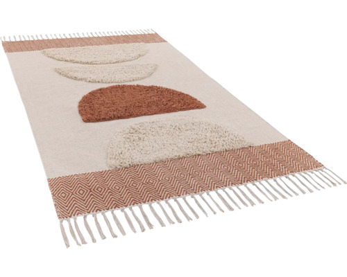 Teppich mit geometrischem Muster und Fransen