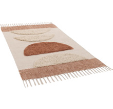 Teppich mit Fransen und abstraktem Halbkreis-Muster