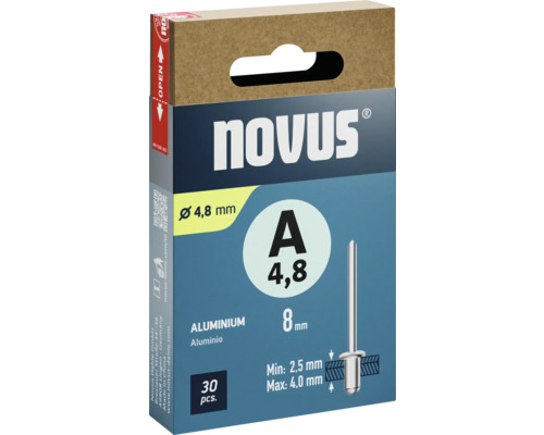 Novus Blindnieten, Durchmesser 4,8 mm, Aluminium, 30 Stück