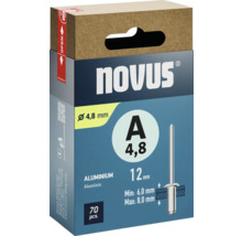 Packung Novus Blindnieten, 4,8 Millimeter Durchmesser, Aluminium, 70 Stück