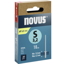 Novus Blindnieten Stahl 3,2 mm, Packung mit 30 Stück