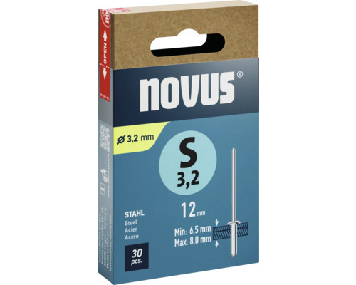 Novus Blindnieten S 3,2 mm, 30 Stück Packung