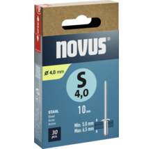 Novus Blindnieten, 4,0 mm Durchmesser, 10 mm Länge, Packung mit 30 Stück