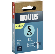 Novus Blindnieten S 4,0 mm, Stahl, 30 Stück