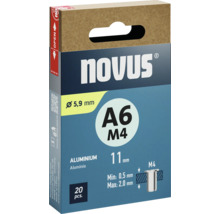 Novus A6 M4 Blindnieten aus Aluminium, 5,9 Millimeter Durchmesser, 20 Stück