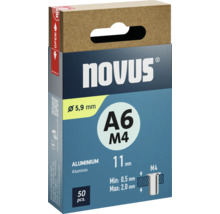 Packung mit 50 Aluminium-Ösen von Novus, Größe A6 M4 mit einem Durchmesser von 5,9 mm