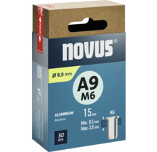 Novus A9 M6 Blindnietmuttern, Durchmesser 8,9 Millimeter, 50 Stück