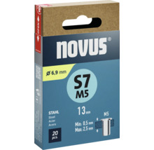 Packung Novus S7 M5 Stahl Nieten, Durchmesser 6,9 Millimeter, 20 Stück