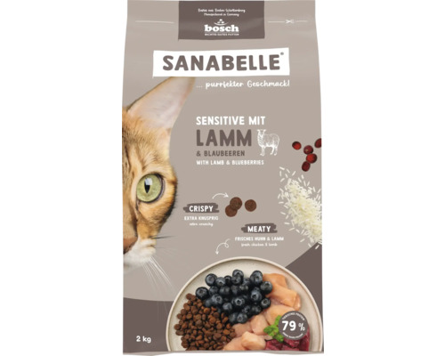 Sanabelle Sensitive mit Lamm und Blaubeeren Katzenfutter im 2 Kilogramm Sack
