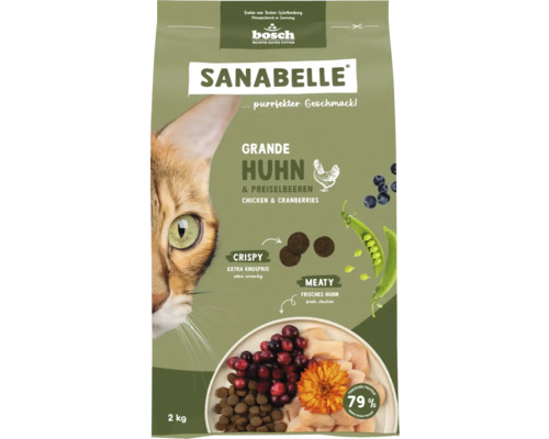 Sanabelle Grande Huhn und Preiselbeeren Trockenfutter für Katzen in 2 kg Packung