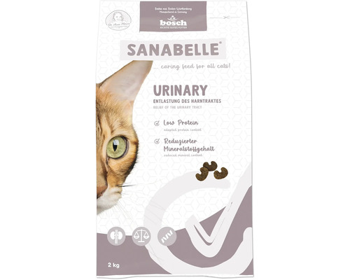 Katzenfutter trocken Sanabelle Urinary 2 kg reduzierter Mineralstoffgehalt, entlastet Nieren und harnabführende Organe Sanabelle Urinary Katzenfutter zur Entlastung der Harnwege, 2 kg Packung