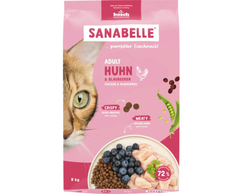 Sanabelle Adult Huhn & Blaubeeren Katzenfutter, 8 kg Packung