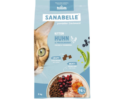 Sanabelle Kitten Huhn und Preiselbeeren Katzenfutter, 2 kg Packung