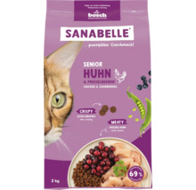 Sanabelle Senior Huhn und Preiselbeeren Katzenfutter, 2 kg Packung.
