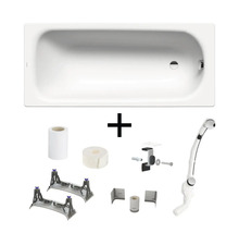 Rechteckige Badewanne mit Zubehör zur Installation