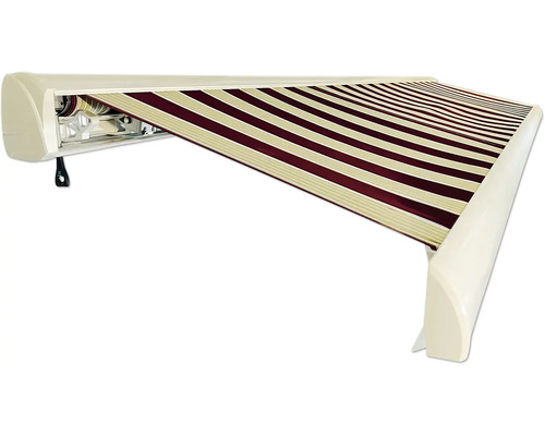 Kassettenmarkise 400x300 cm bordeaux/beige inkl. Funkmotor und Fernbedienung Markise mit Streifenmuster