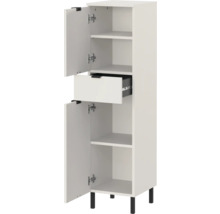 Weißer Hochschrank mit Schublade, zwei Türen und Regalböden