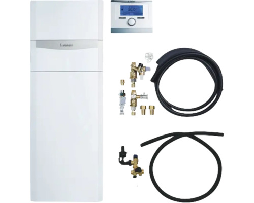 Vaillant Paket 1.337/5 Gas-Kompaktgerät ecoCOMPACT VSC 206/4-5 90 Liter und witterungsgeführter Regelung multiMATIC VRC 700/6 LL mit Sicherheitsgruppe 0010029738 Vaillant Gasheizgerät mit Zubehör