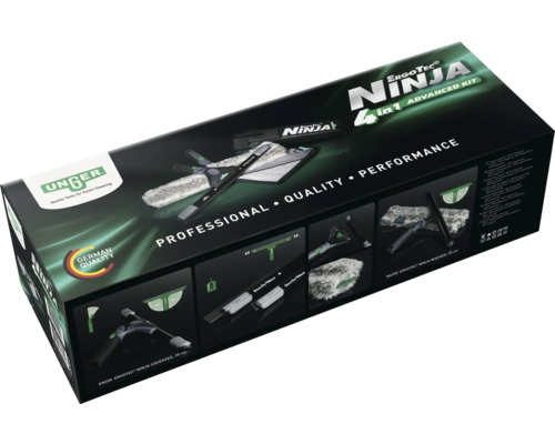 Unger ErgoTec Ninja 4-in-1 Reinigungsset in Produktverpackung