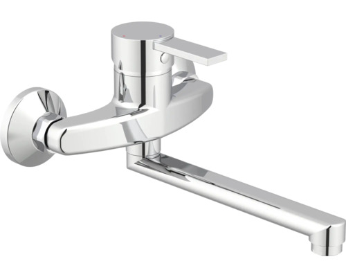 Küchenarmatur zur Wandmontage mit schwenkbarem Auslauf