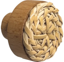 Möbelknopf aus Holz und Bast