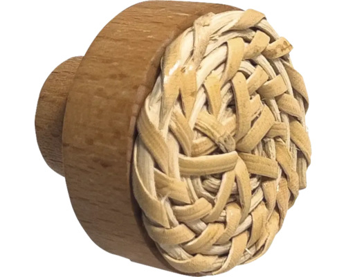 Möbelknopf aus Holz und Bast