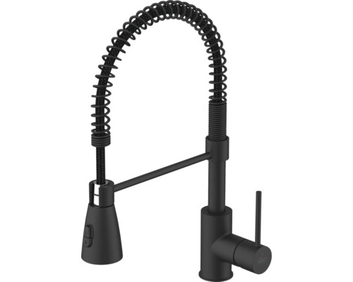 Schwarze Küchenarmatur mit flexiblem Auslauf